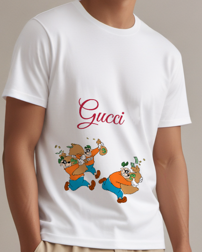 White Two Orange Shirt Dogs Graphic T-Shirt - model wearing view
