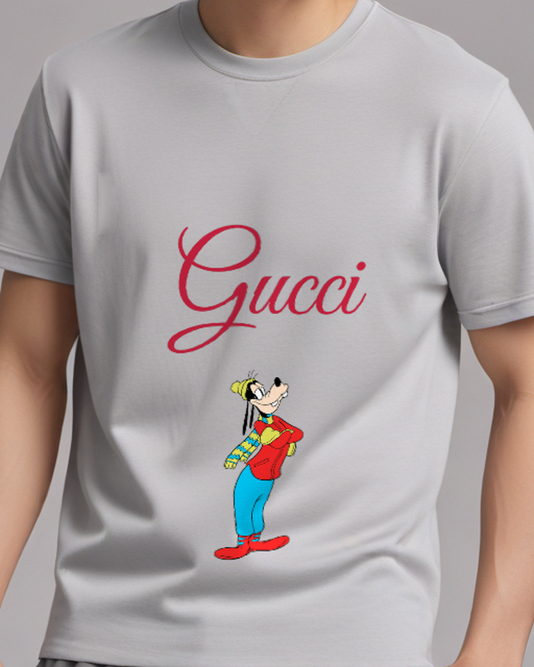 Light Gray Goofy In Winter Attire Arms Crossed Graphic T-Shirt - model wearing view