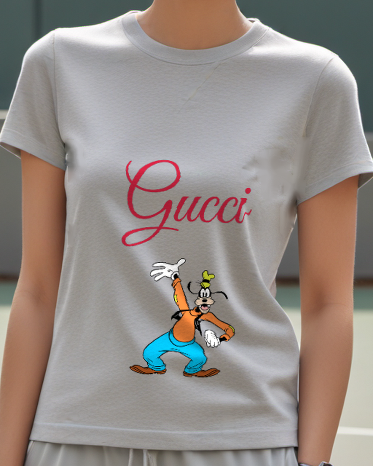 Gray Goofy Dancing Energetically Crew Neck Graphic T-Shirt - model wearing view