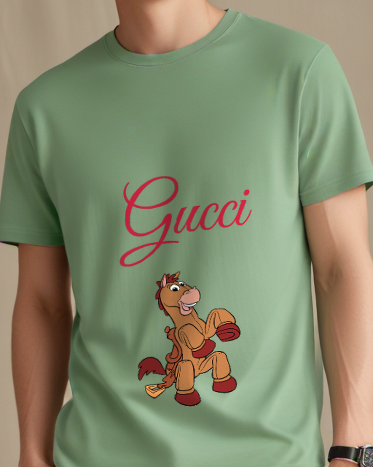 Sage Green Bullseye Sitting Upright Smiling Wearing Boots Graphic T-Shirt - model wearing view