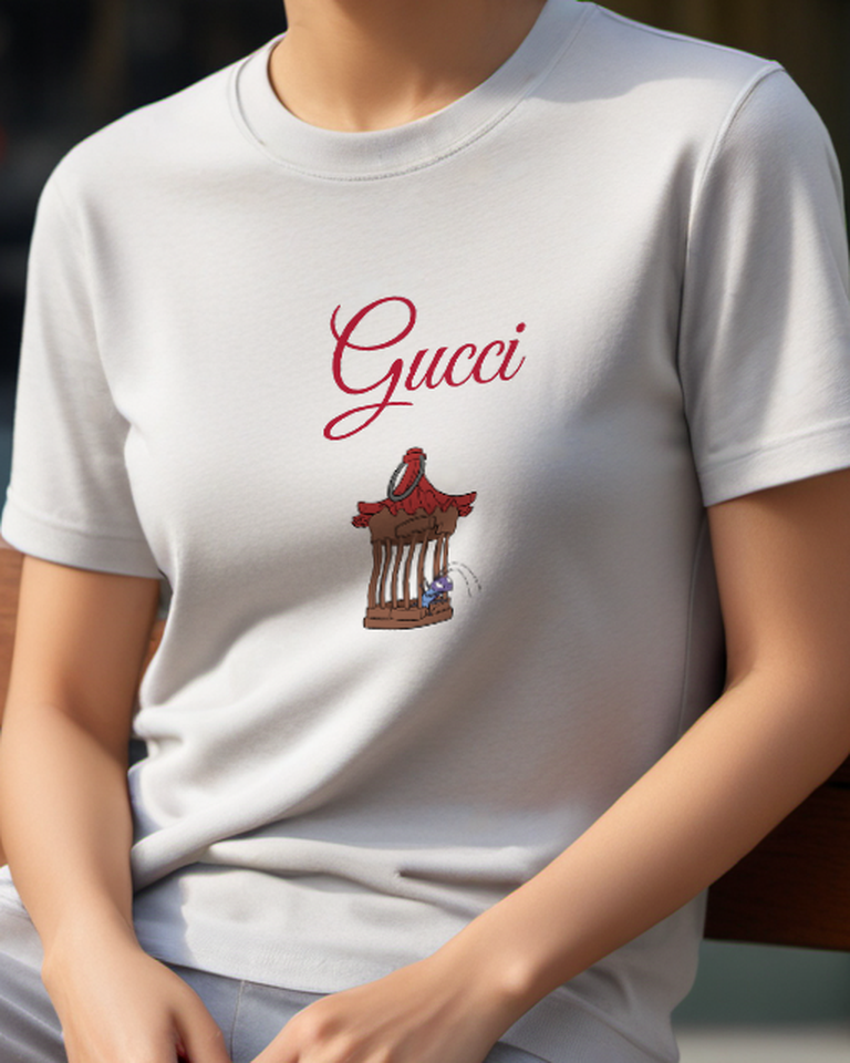 Light Gray Cricket In Red Roof Cage Graphic T-Shirt - model wearing view