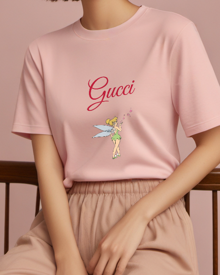 Blush Pink Fairy Wand And Sparkles Graphic T-Shirt - model wearing view