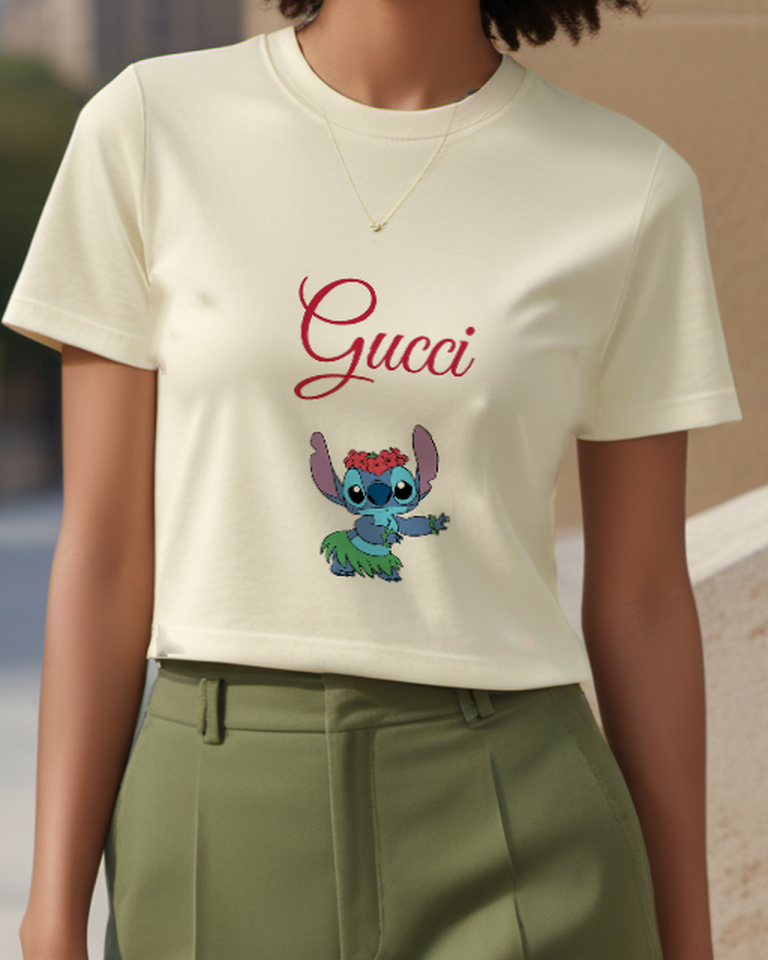 Ivory Stitch Hula Dancing In Grass Skirt Graphic T-Shirt - model wearing view