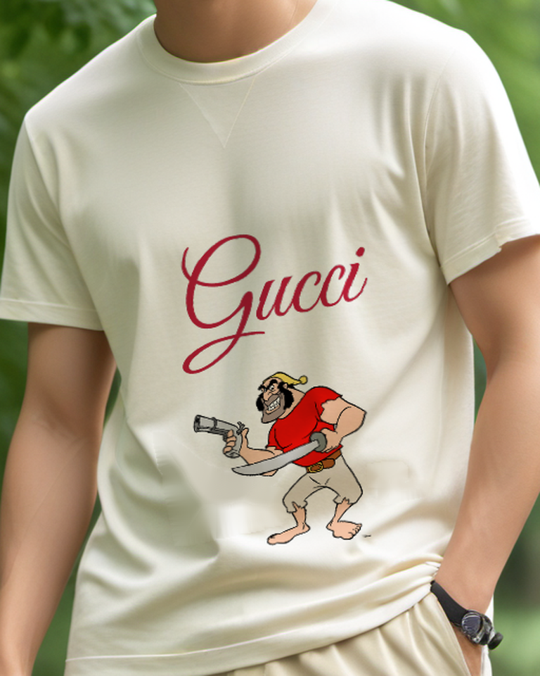Ivory Red Shirt Pirate With Pistol Graphic T-Shirt - model wearing view