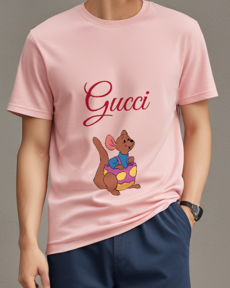 Blush Pink Roo In Easter Egg Graphic T-Shirt - model wearing view