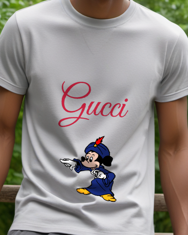 Light Gray Mickey Mouse As Magician Pointing Forward Graphic T-Shirt - model wearing view