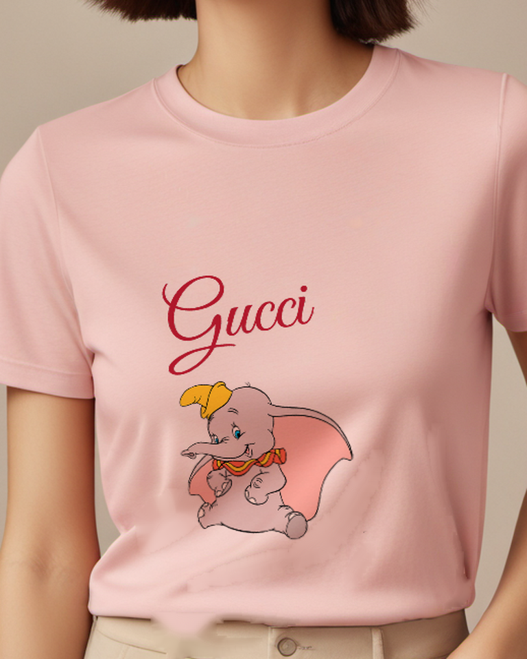 Blush Pink Baby Elephant Sitting With Cape Graphic T-Shirt - model wearing view