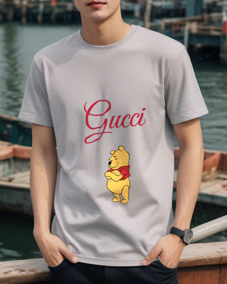 Light Gray Clasped Hands Bear Graphic T-Shirt - styled view 5