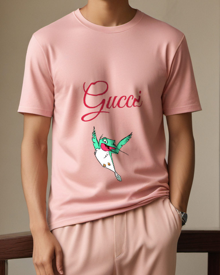 Blush Pink Flying Green Coat Cricket Graphic T-Shirt - model wearing view