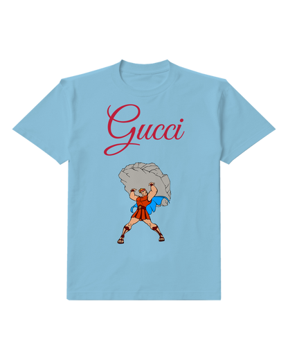 Sky Blue Hero Lifting Gray Boulder Graphic T-Shirt - front product view