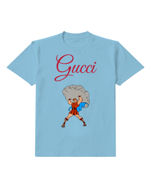Sky Blue Hero Lifting Gray Boulder Graphic T-Shirt - front product view