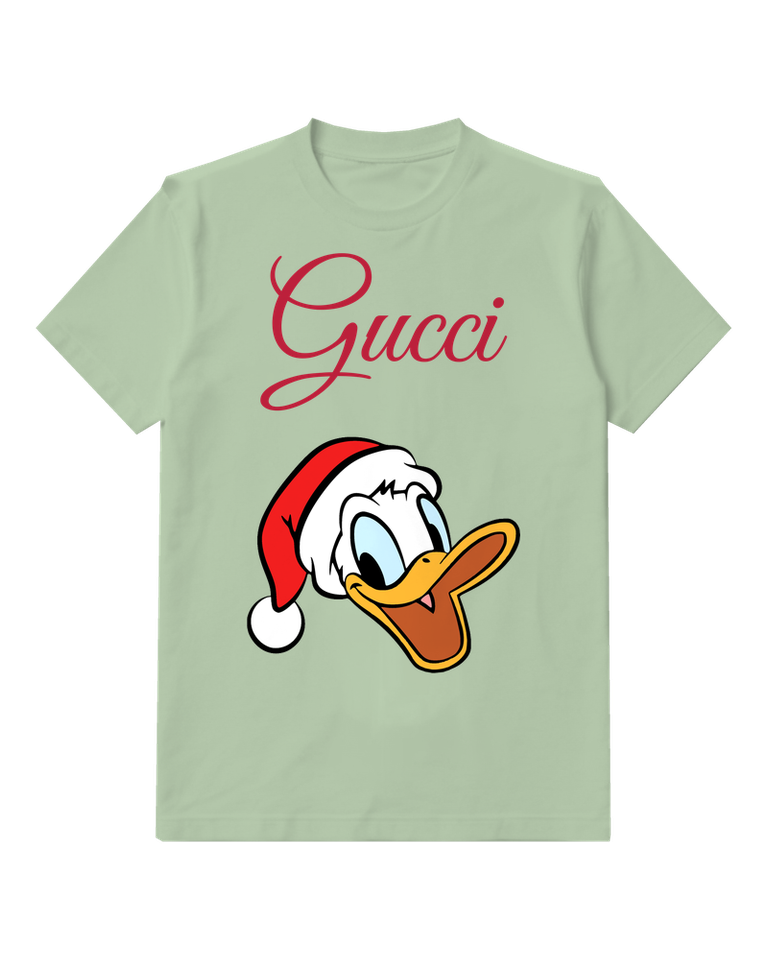Sage Green Holiday Duck Portrait Graphic T-Shirt - front product view
