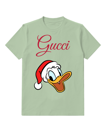 Sage Green Holiday Duck Portrait Graphic T-Shirt - front product view