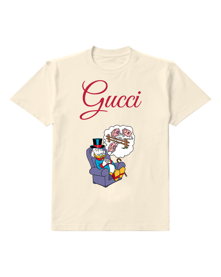 Ivory Scrooge Mcduck Sitting Relaxed Graphic T-Shirt - front product view