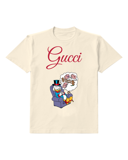 Ivory Scrooge Mcduck Sitting Relaxed Graphic T-Shirt - front product view