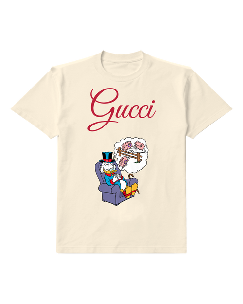 Ivory Scrooge Mcduck Sitting Relaxed Graphic T-Shirt - front product view