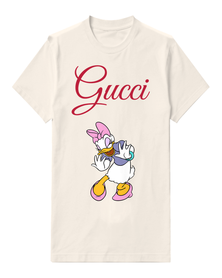 White Daisy Duck Laughing With Hands Up Graphic T-Shirt - front product view