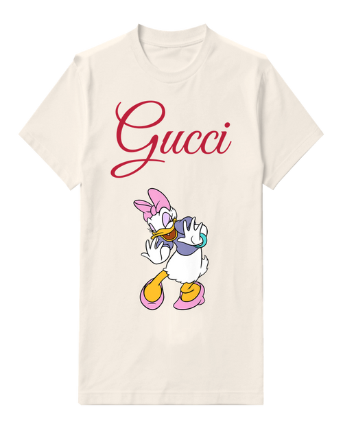 White Daisy Duck Laughing With Hands Up Graphic T-Shirt - front product view