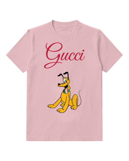 Blush Pink Seated Green Collar Dog Graphic T-Shirt - front product view