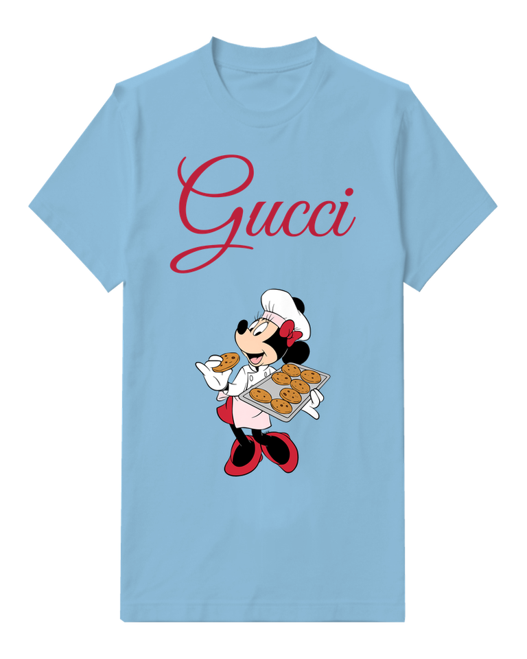 Sky Blue Minnie Mouse Baking Cookies Graphic T-Shirt - front product view