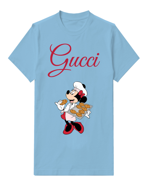 Sky Blue Minnie Mouse Baking Cookies Graphic T-Shirt - front product view