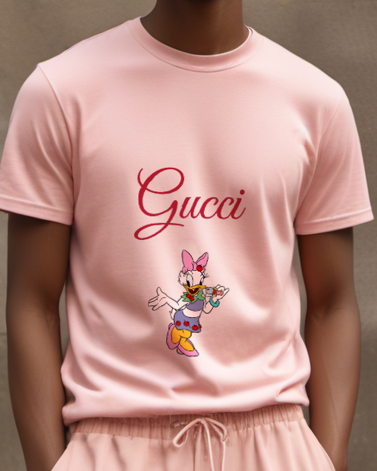 Blush Pink Daisy Duck Singing With Microphone Graphic T-Shirt - model wearing view