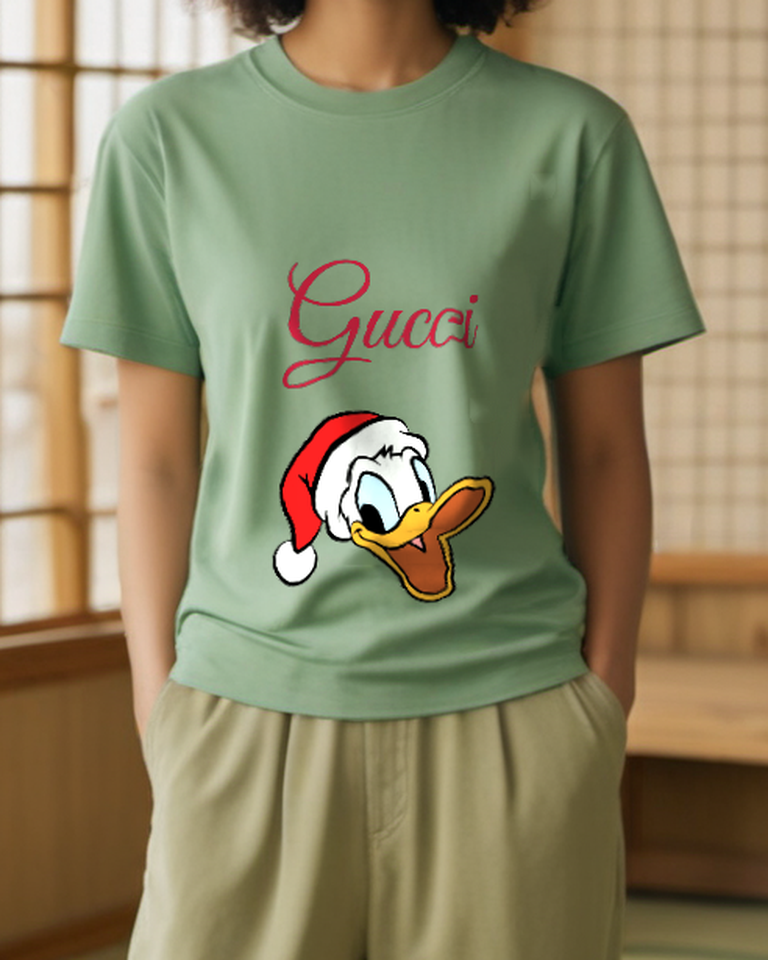 Sage Green Holiday Duck Portrait Graphic T-Shirt - styled view 5
