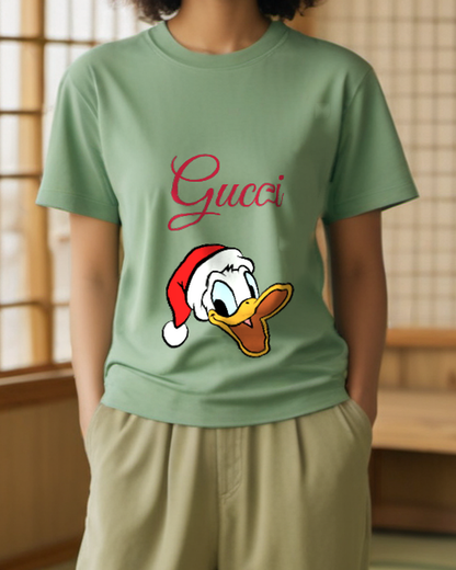 Sage Green Holiday Duck Portrait Graphic T-Shirt - styled view 5