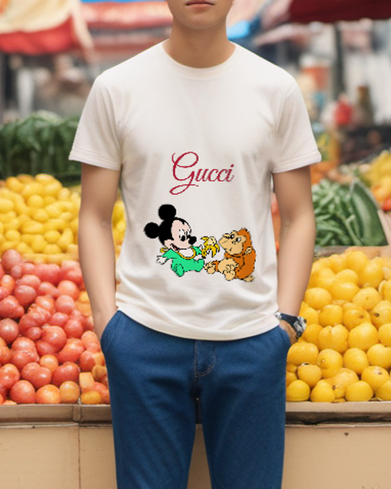 Ivory Baby Mouse And Toy Monkey Graphic T-Shirt - styled view 1