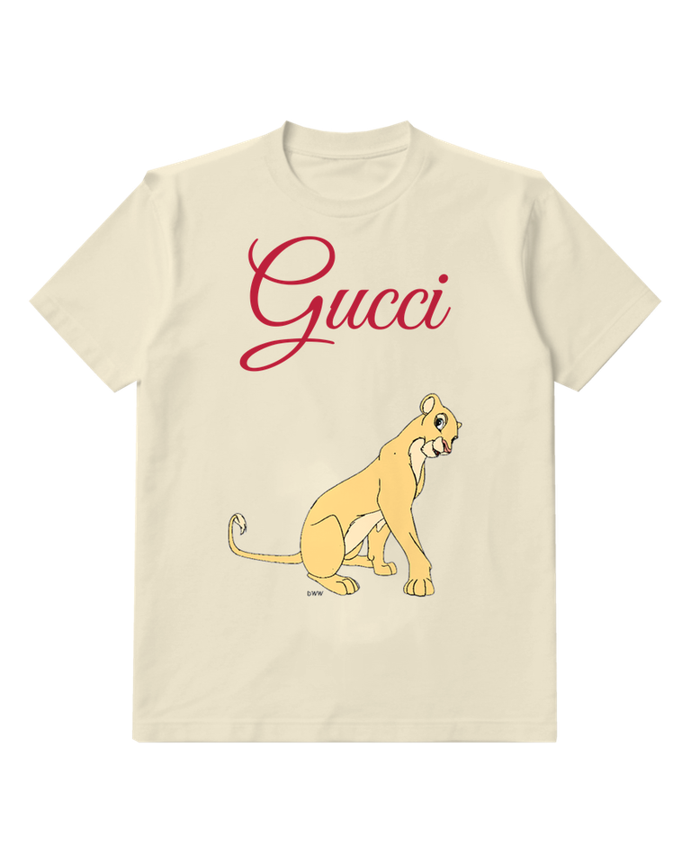 Ivory Lioness Sitting Alertly Graphic T-Shirt - front product view