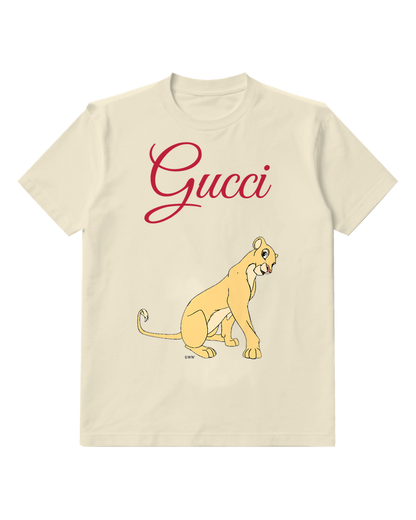 Ivory Lioness Sitting Alertly Graphic T-Shirt - front product view