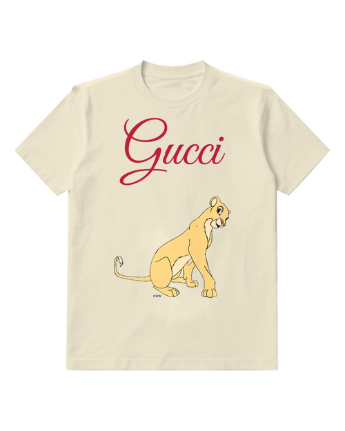 Ivory Lioness Sitting Alertly Graphic T-Shirt - front product view