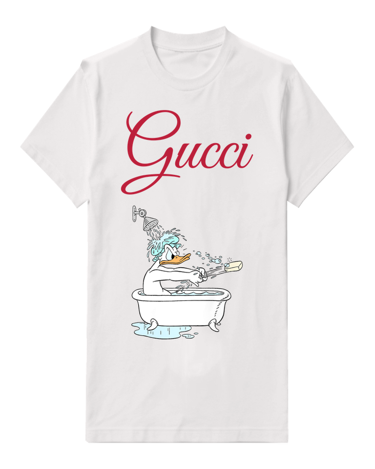 White Donald Duck Bathing In Tub Graphic T-Shirt - front product view