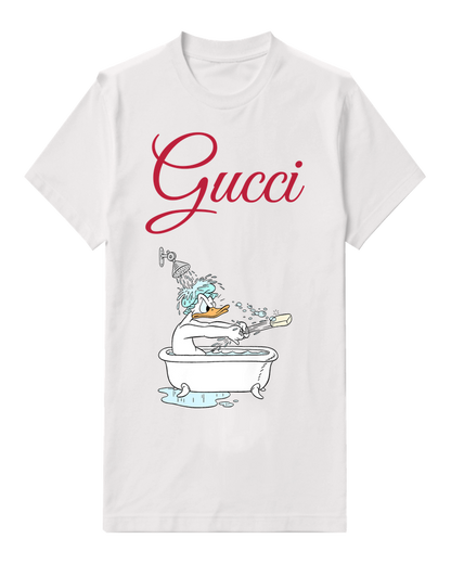 White Donald Duck Bathing In Tub Graphic T-Shirt - front product view