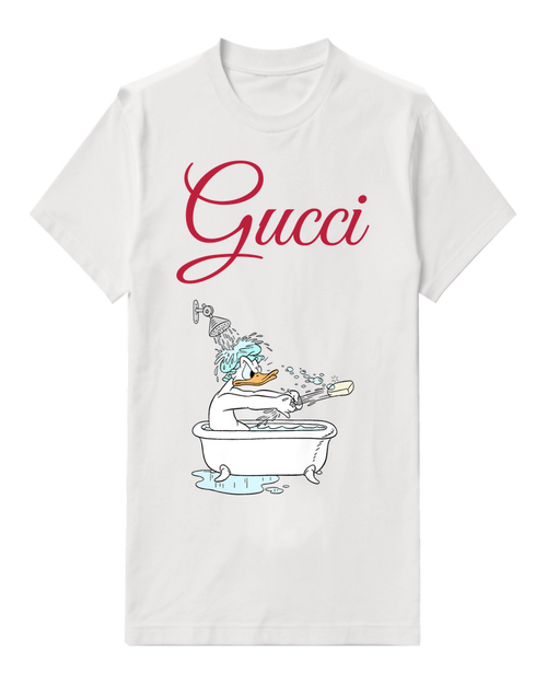 White Donald Duck Bathing In Tub Graphic T-Shirt - front product view