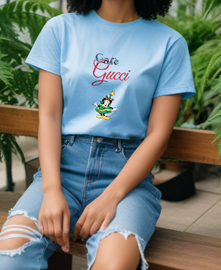 Sky Blue Tree Costume Mouse Graphic T-Shirt - styled view 5