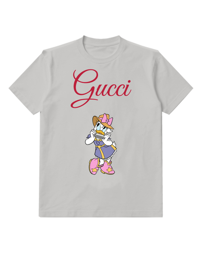 Light Gray Daisy Duck Playing Harmonica Graphic T-Shirt - front product view
