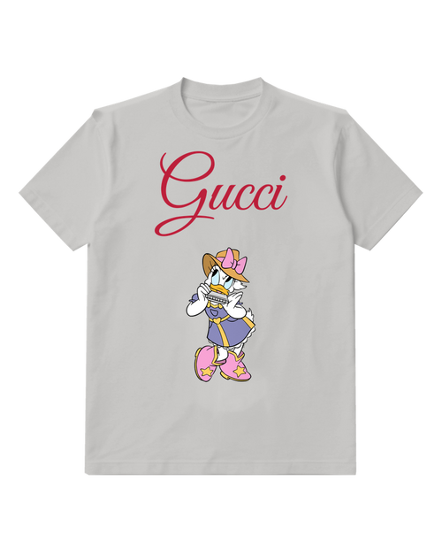 Light Gray Daisy Duck Playing Harmonica Graphic T-Shirt - front product view