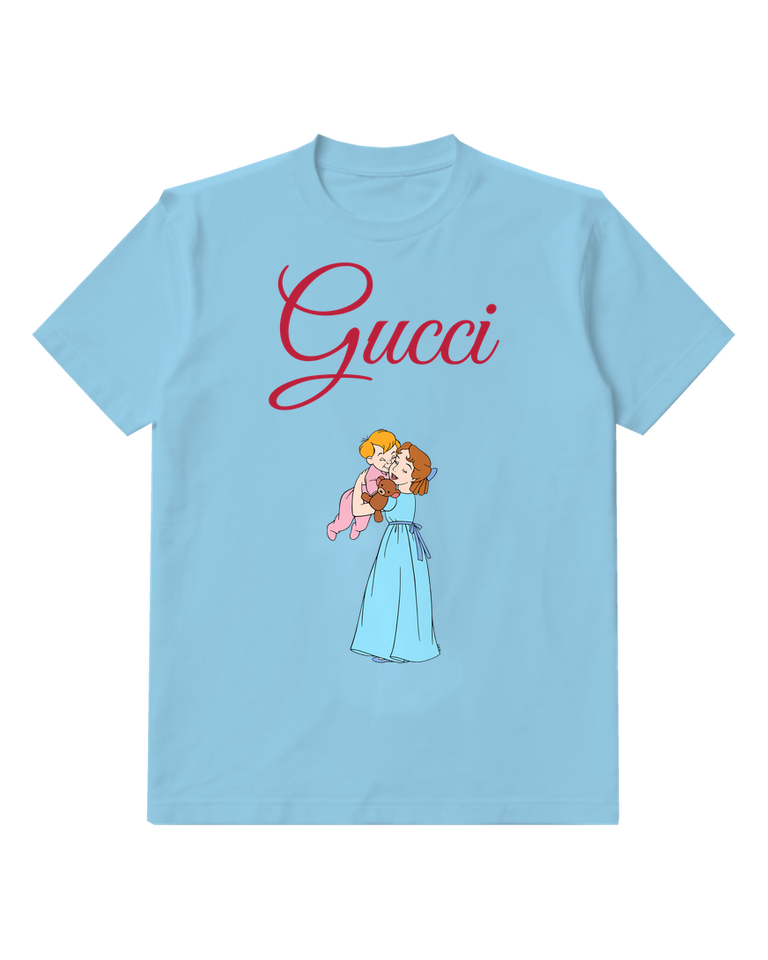 Sky Blue Blue Nightdress Girl With Teddy Graphic T-Shirt - front product view