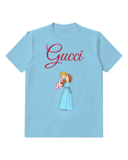 Sky Blue Blue Nightdress Girl With Teddy Graphic T-Shirt - front product view