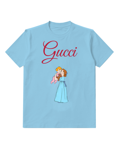 Sky Blue Blue Nightdress Girl With Teddy Graphic T-Shirt - front product view