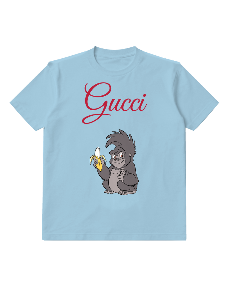 Sky Blue Small Gorilla Banana Graphic T-Shirt - front product view