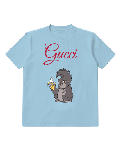 Sky Blue Small Gorilla Banana Graphic T-Shirt - front product view
