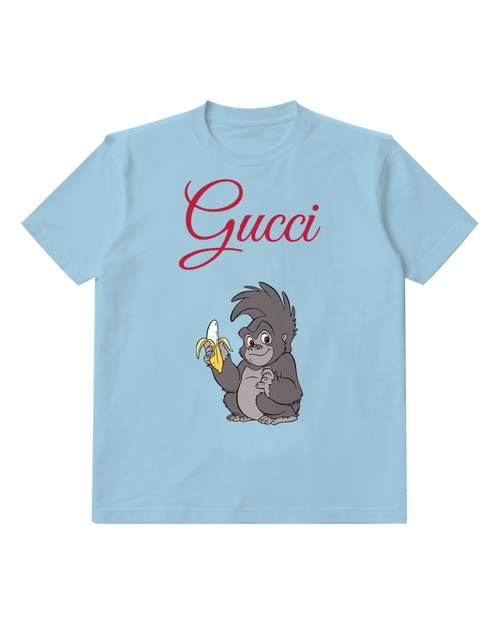 Sky Blue Small Gorilla Banana Graphic T-Shirt - front product view