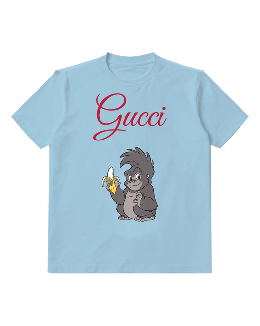 Sky Blue Small Gorilla Banana Graphic T-Shirt - front product view