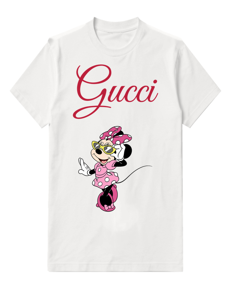 White Minnie Mouse In Sunglasses And Polka Dots Graphic T-Shirt - front product view
