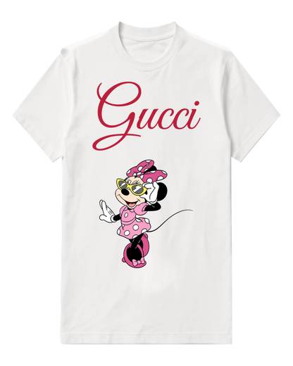 White Minnie Mouse In Sunglasses And Polka Dots Graphic T-Shirt - front product view