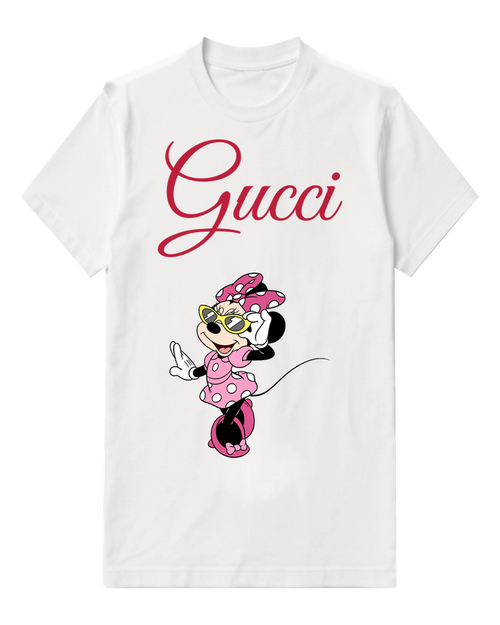 White Minnie Mouse In Sunglasses And Polka Dots Graphic T-Shirt - front product view