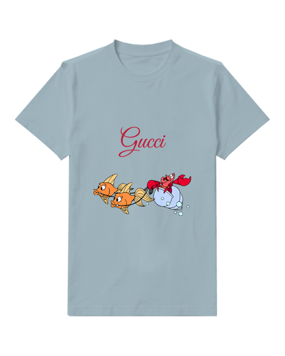 Sky Blue Little Fish And Crab Group Graphic T-Shirt - front product view