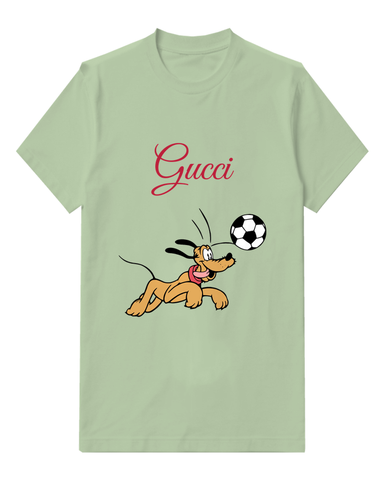 Sage Green Pluto Running With Red Collar Graphic T-Shirt - front product view